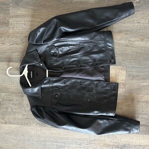 Express Black Lightweight pleather Jacket with puff sleeves